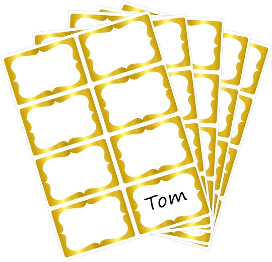 200 Pcs Gold Foil Name Tag Stickers 3.5 x 2.4 Inch Self Adhesive Name Labels for Conferences School Office Events Clothes Files Boxes and Home Organization